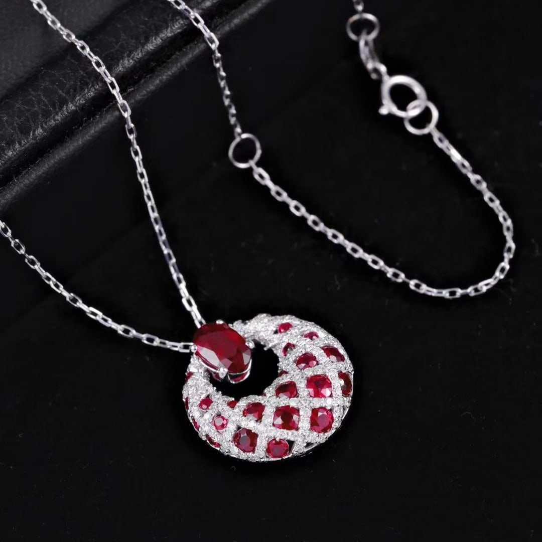 14k Gold 2.00 Ctw Natural Ruby & Diamond Necklace - 3