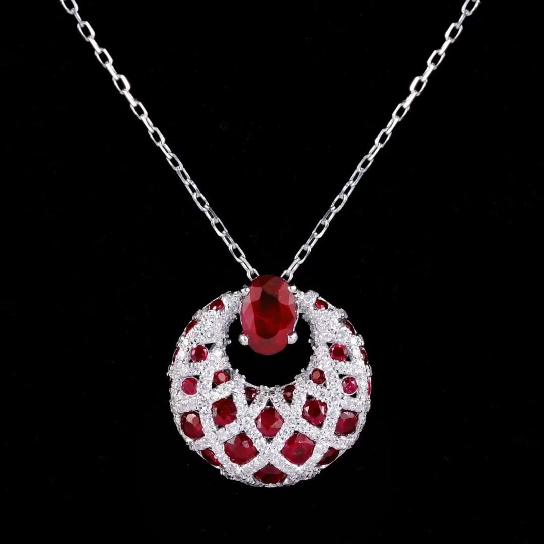 14k Gold 2.00 Ctw Natural Ruby & Diamond Necklace - 4