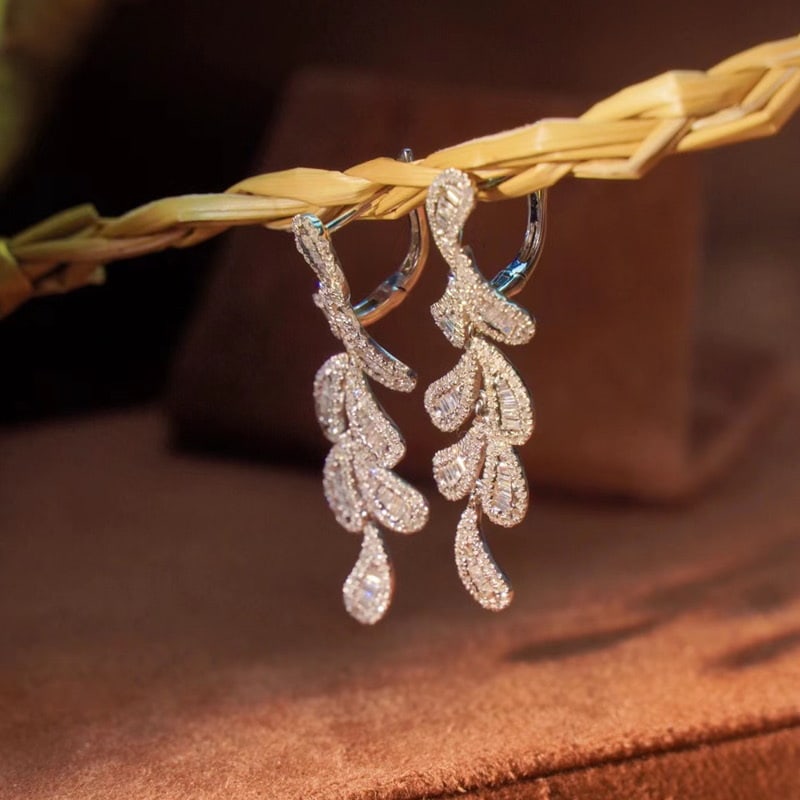 14k Gold 1.3 Ct Natural H Diamond Earrings - 2