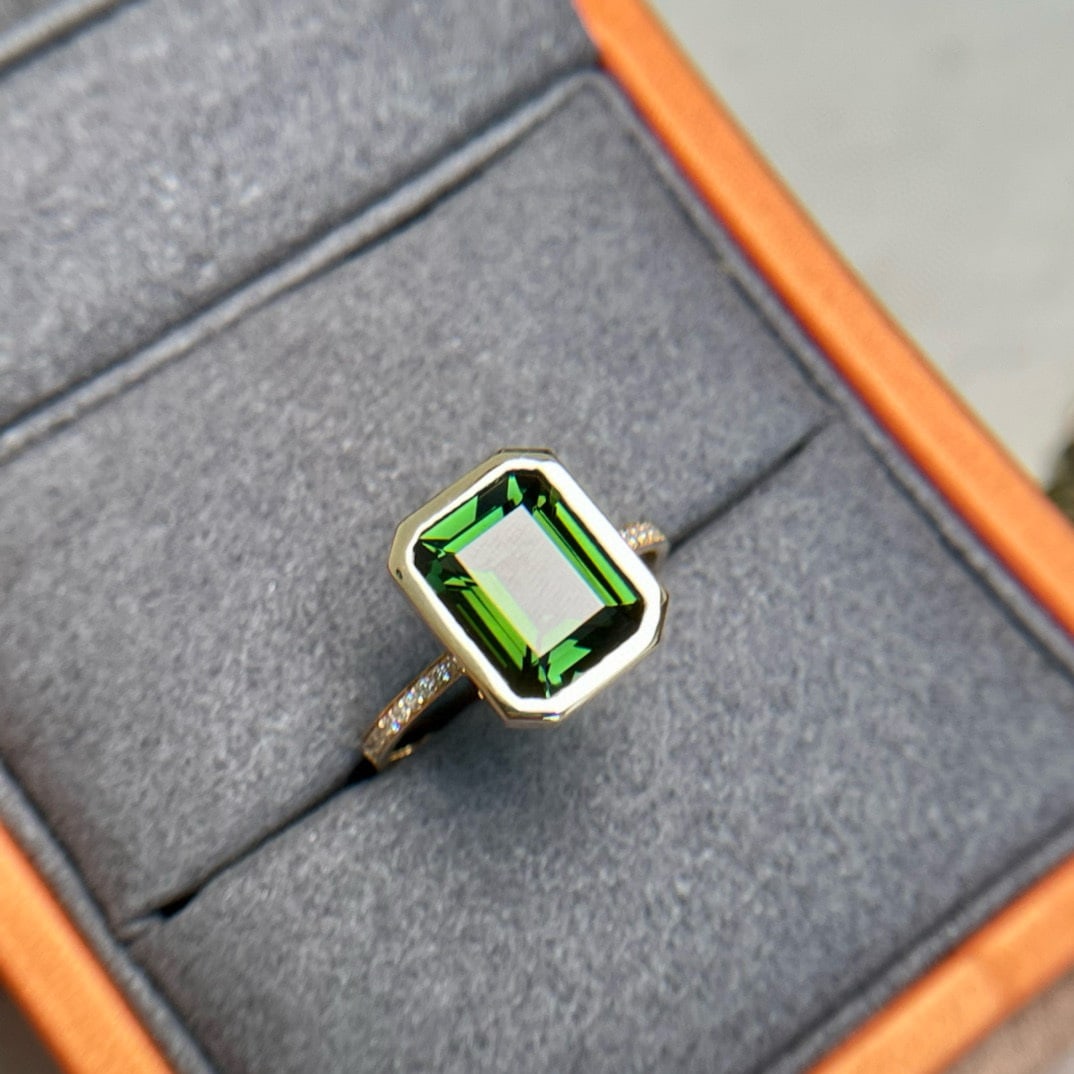 14k Gold 2.91 Ct Natural Tourmaline & Diamond Ring - 3