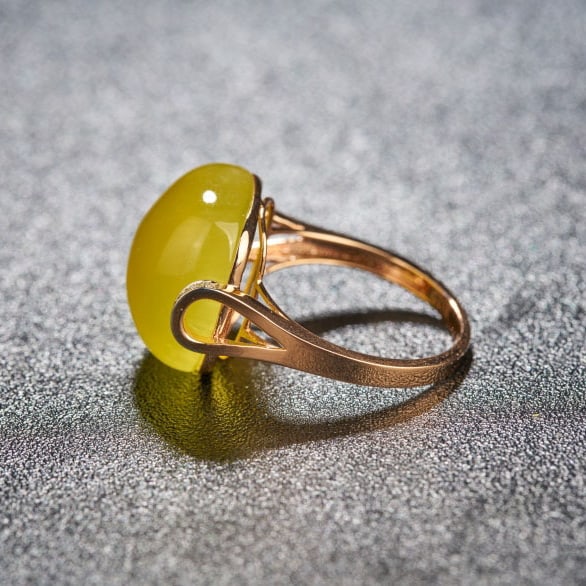 14k Gold 17.1 Ct Natural Prehnite & Diamond Ring - 3