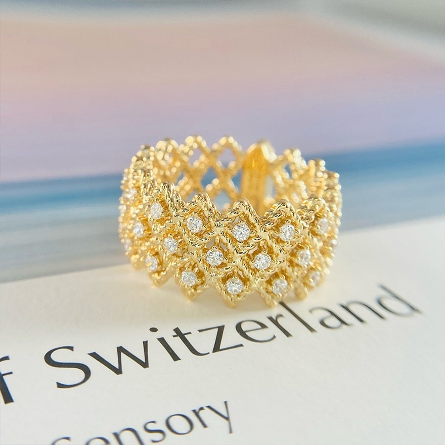 14k Gold 0.35 Ct Natural H Diamond Ring - 5