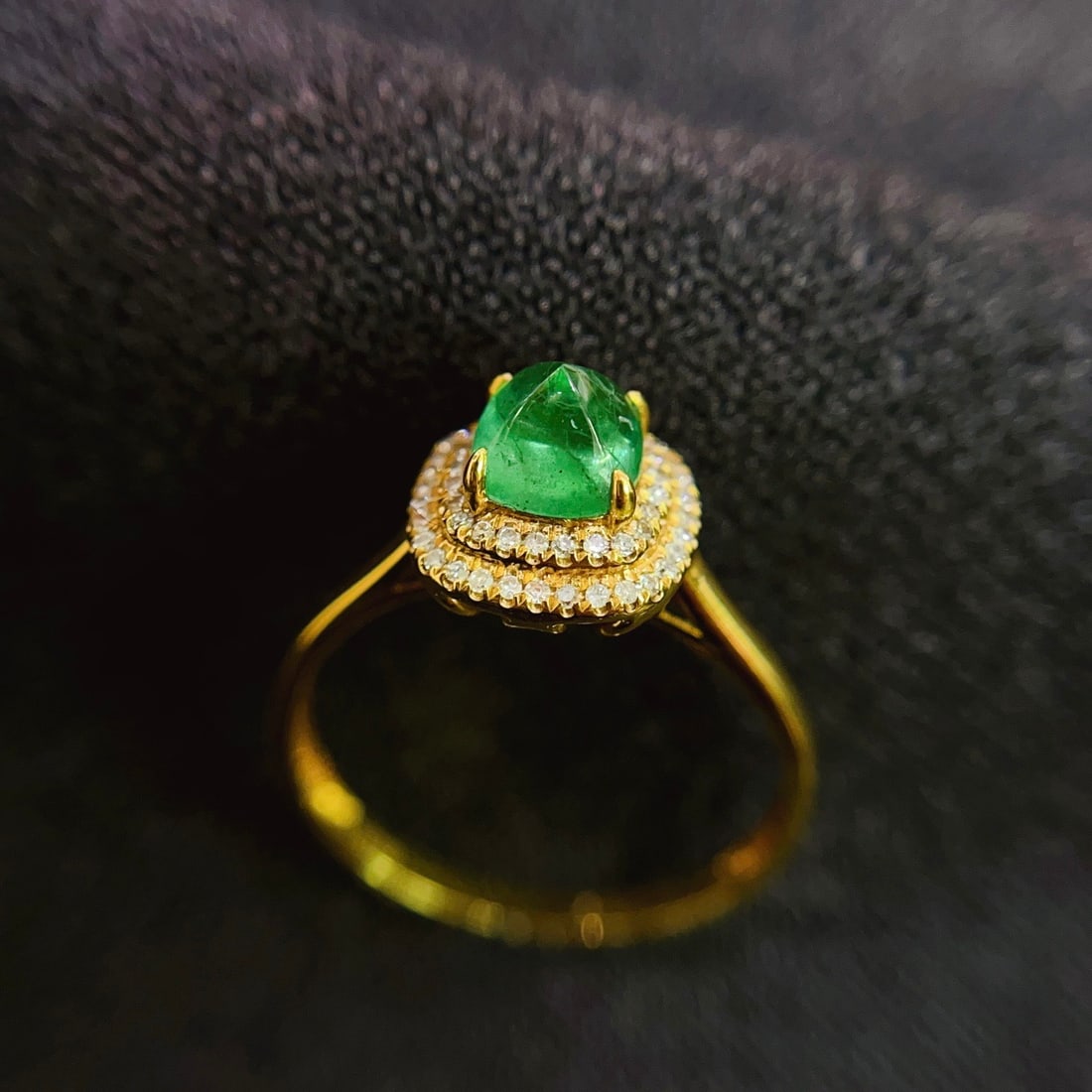 14k Gold 0.95 Ct Natural Emerald & Diamond Ring - 5