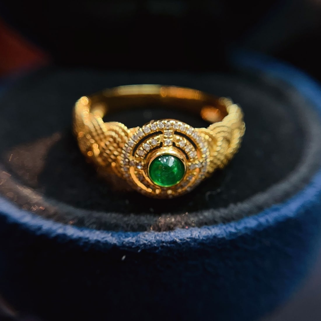 14k Gold 0.40 Ct Natural Emerald & Diamond Ring - 3