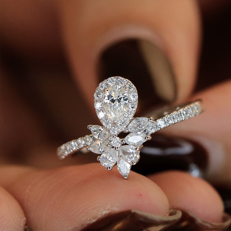 14k Gold 0.70 Ctw Natural H Diamond Ring - 3