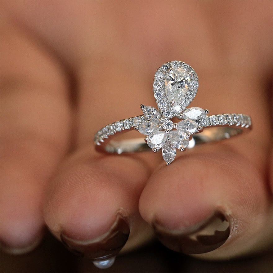 14k Gold 0.70 Ctw Natural H Diamond Ring - 4