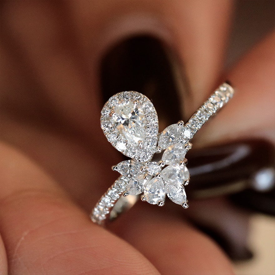 14k Gold 0.70 Ctw Natural H Diamond Ring - 5