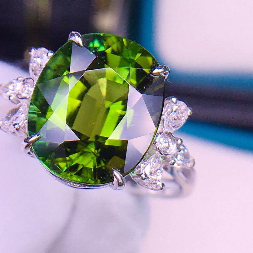 14k Gold 6.3 Ct Natural Tourmaline & Diamond Ring - 2