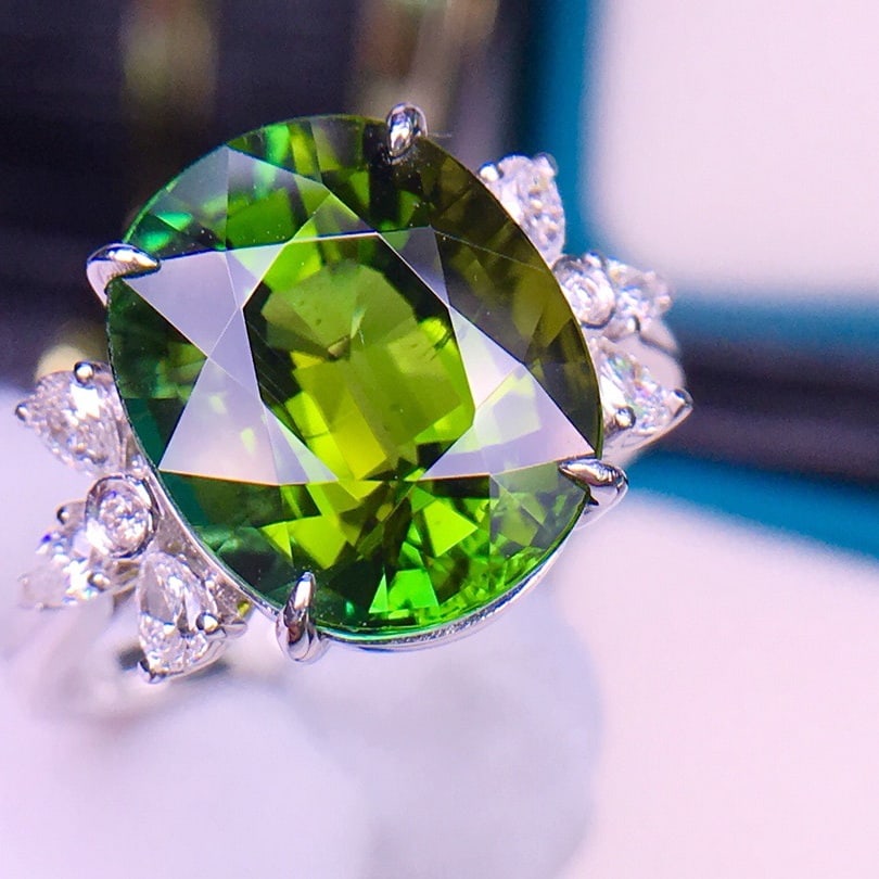 14k Gold 6.3 Ct Natural Tourmaline & Diamond Ring - 6