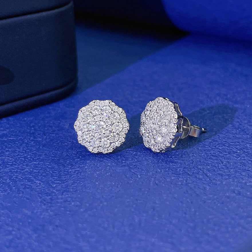 14k Gold 0.88 Ct Natural H Diamond Earrings - 2