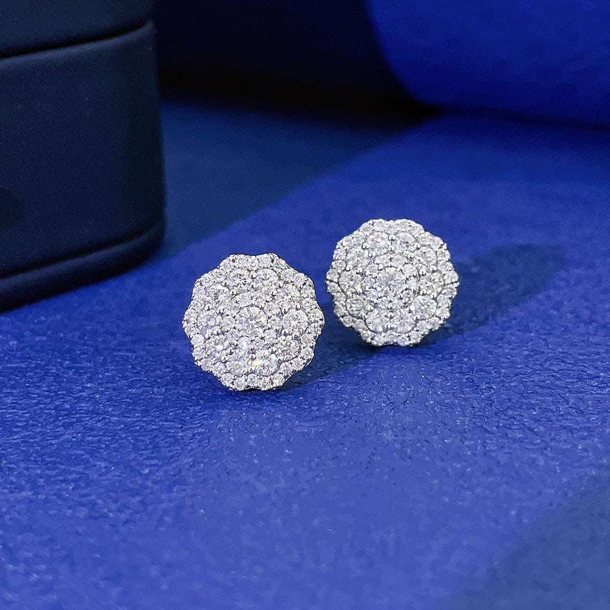 14k Gold 0.88 Ct Natural H Diamond Earrings - 3