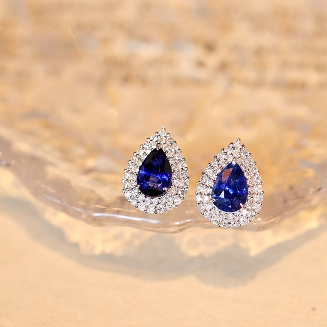 14k Gold 2.59 Ctw Natural Sapphire & Diamond Earrings - 2