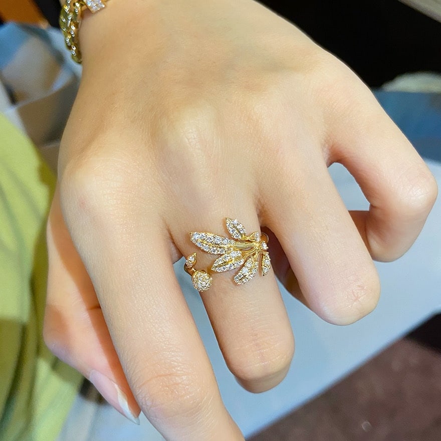 14k Gold 0.4 Ct Natural H Diamond Ring - 4