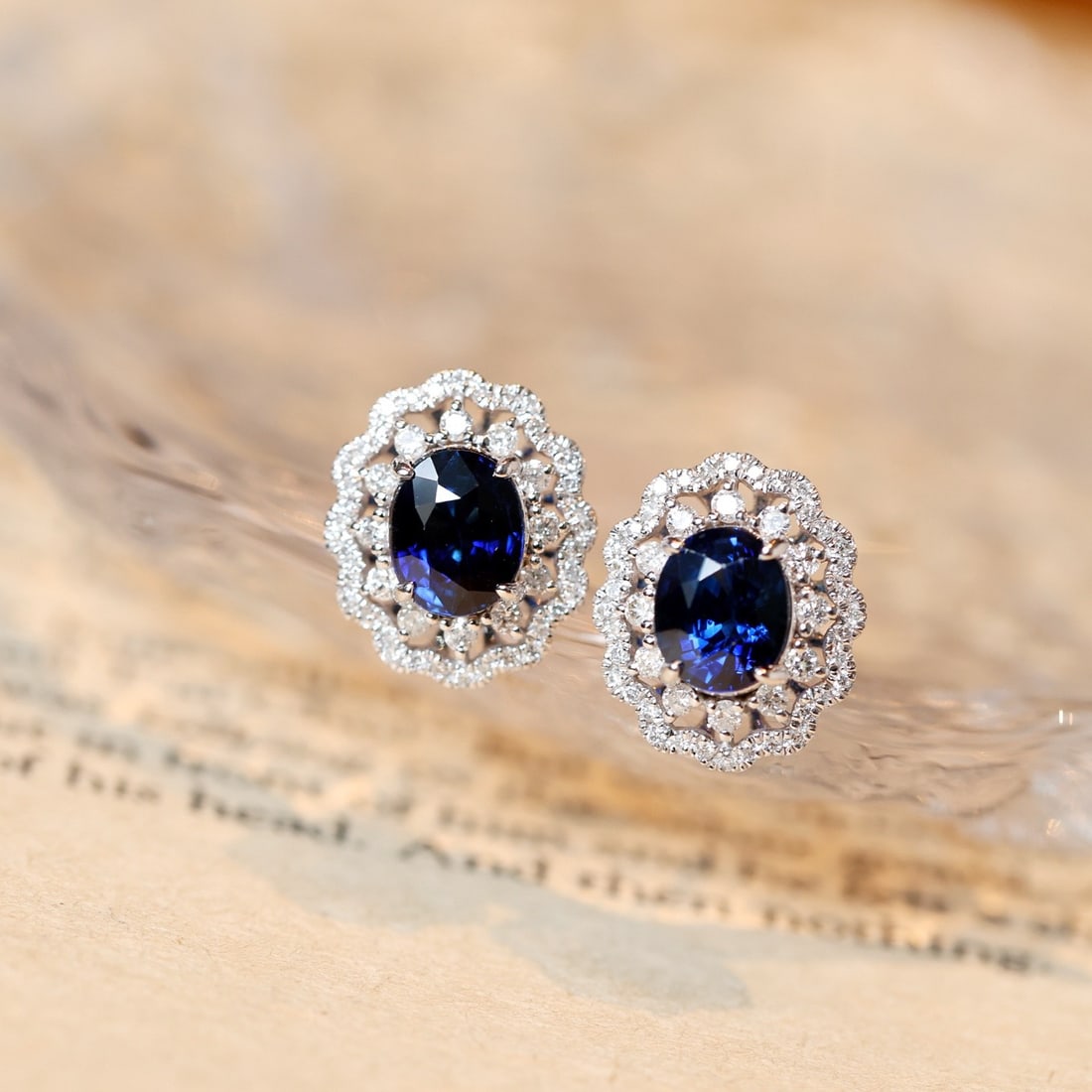 14k Gold 2.54 Ctw Natural Sapphire & Diamond Earrings - 2