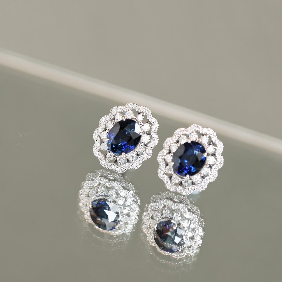 14k Gold 2.54 Ctw Natural Sapphire & Diamond Earrings - 3