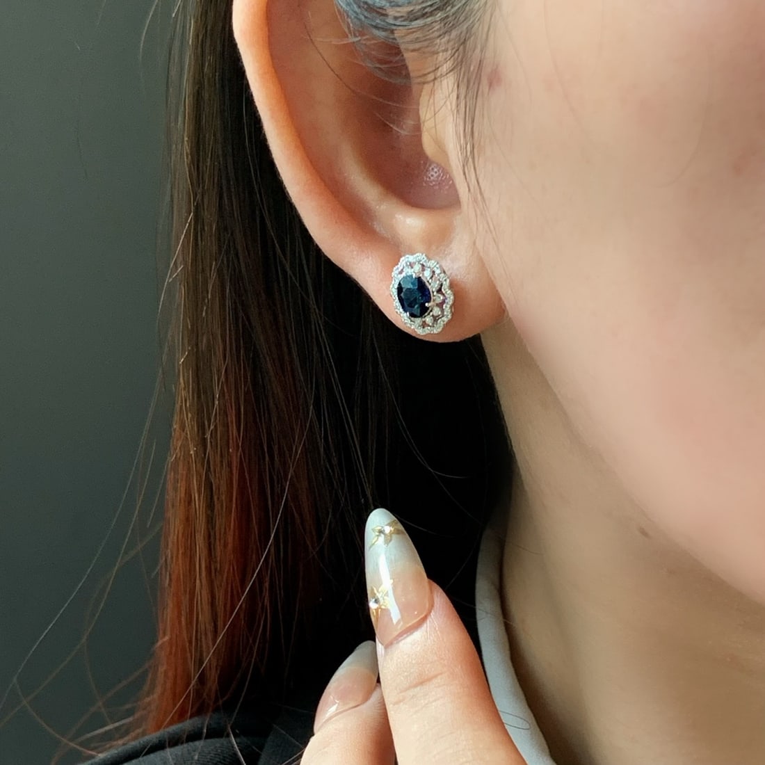 14k Gold 2.54 Ctw Natural Sapphire & Diamond Earrings - 5