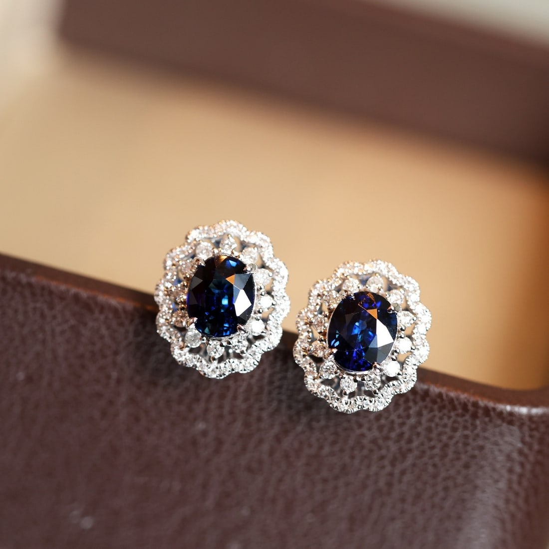 14k Gold 2.54 Ctw Natural Sapphire & Diamond Earrings - 6