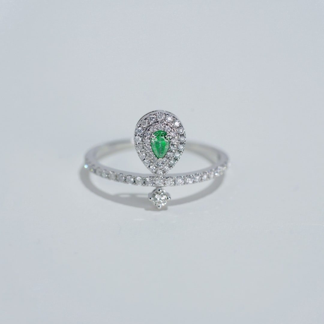 14k Gold 0.45 Ctw Natural Green Diamond & Diamond Ring - 3