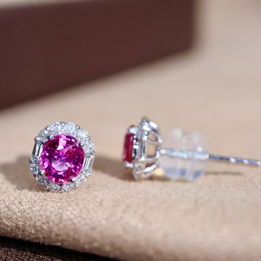 14k Gold 1.14 Ctw Natural Ruby & Diamond Earrings - 3