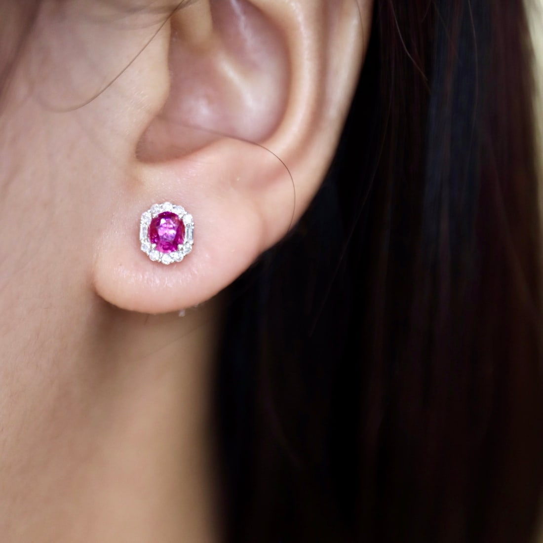 14k Gold 1.14 Ctw Natural Ruby & Diamond Earrings - 4