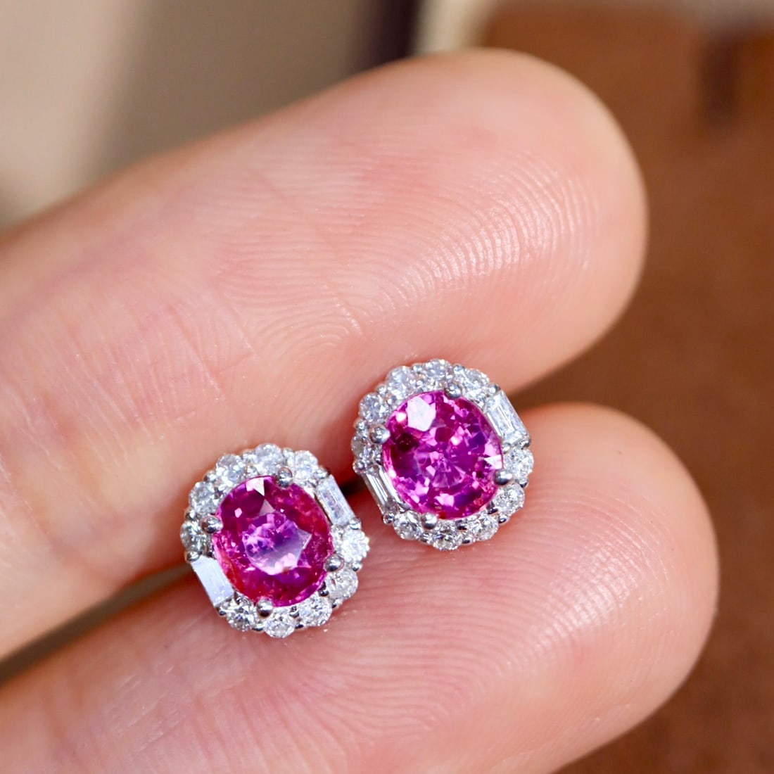 14k Gold 1.14 Ctw Natural Ruby & Diamond Earrings - 5