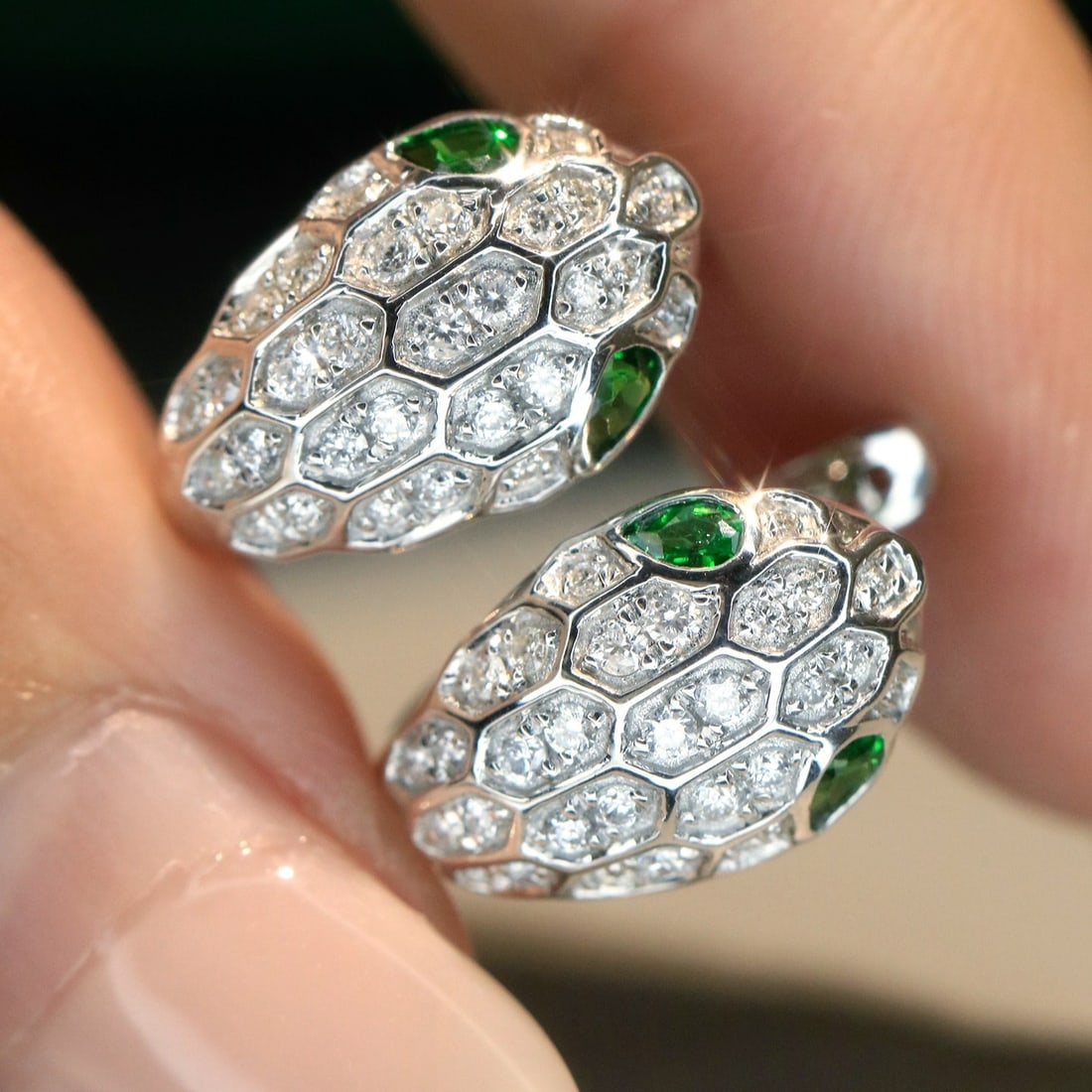 14k Gold 0.68 Ctw Natural Tsavorite & Diamond Earrings - 7