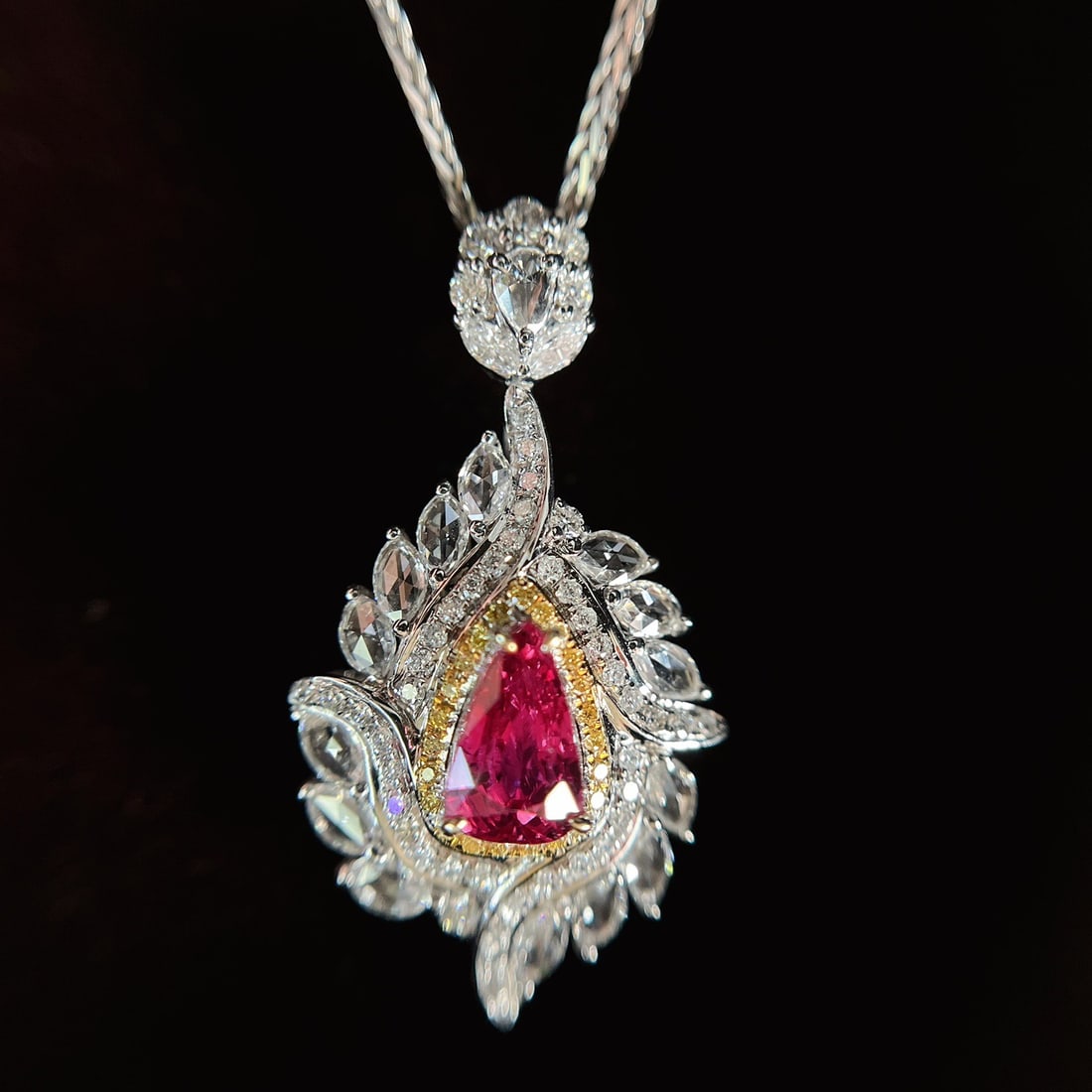 14k Gold 1.05 Ct Natural Ruby & Diamond Pendant( Without Chain ) - 3