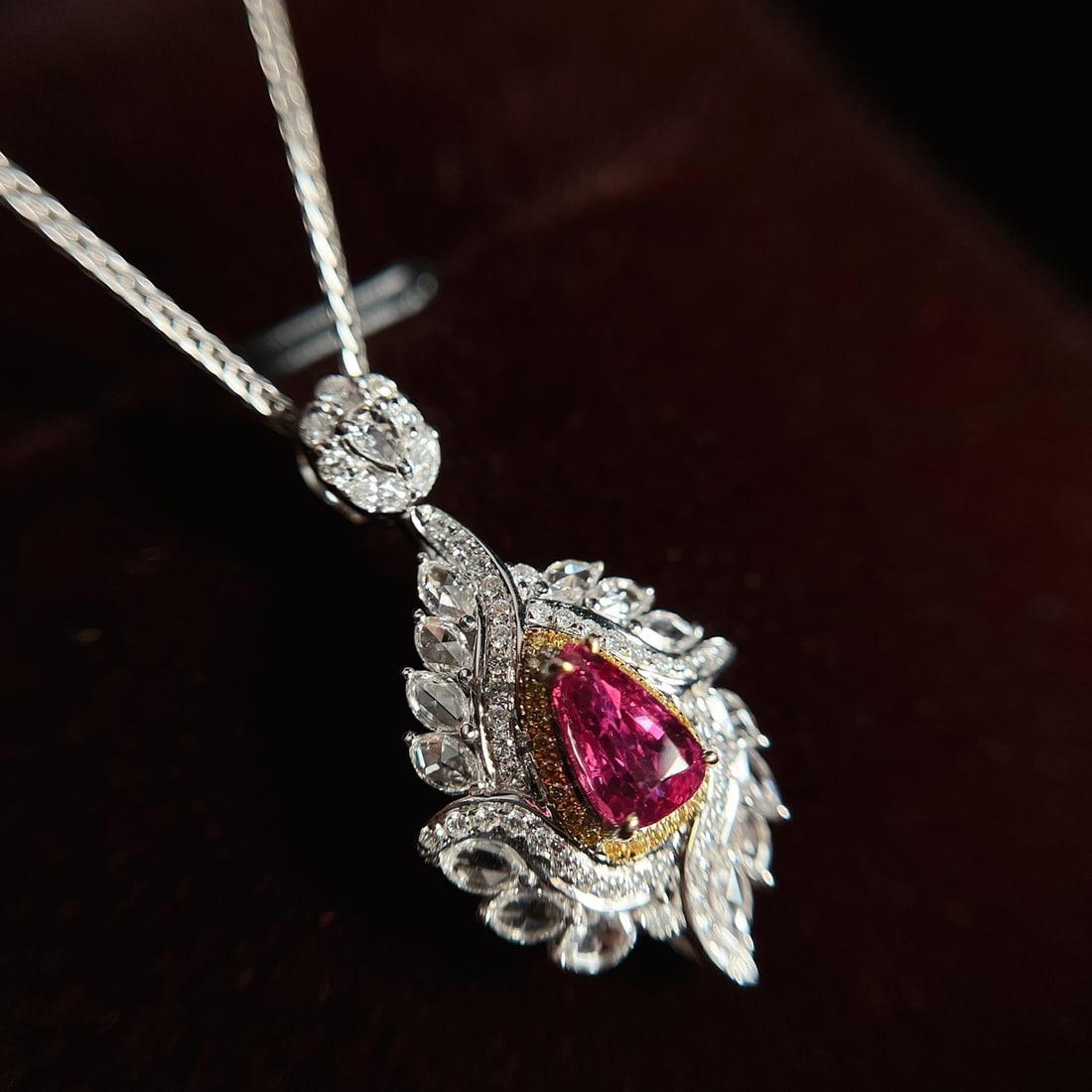 14k Gold 1.05 Ct Natural Ruby & Diamond Pendant( Without Chain ) - 5