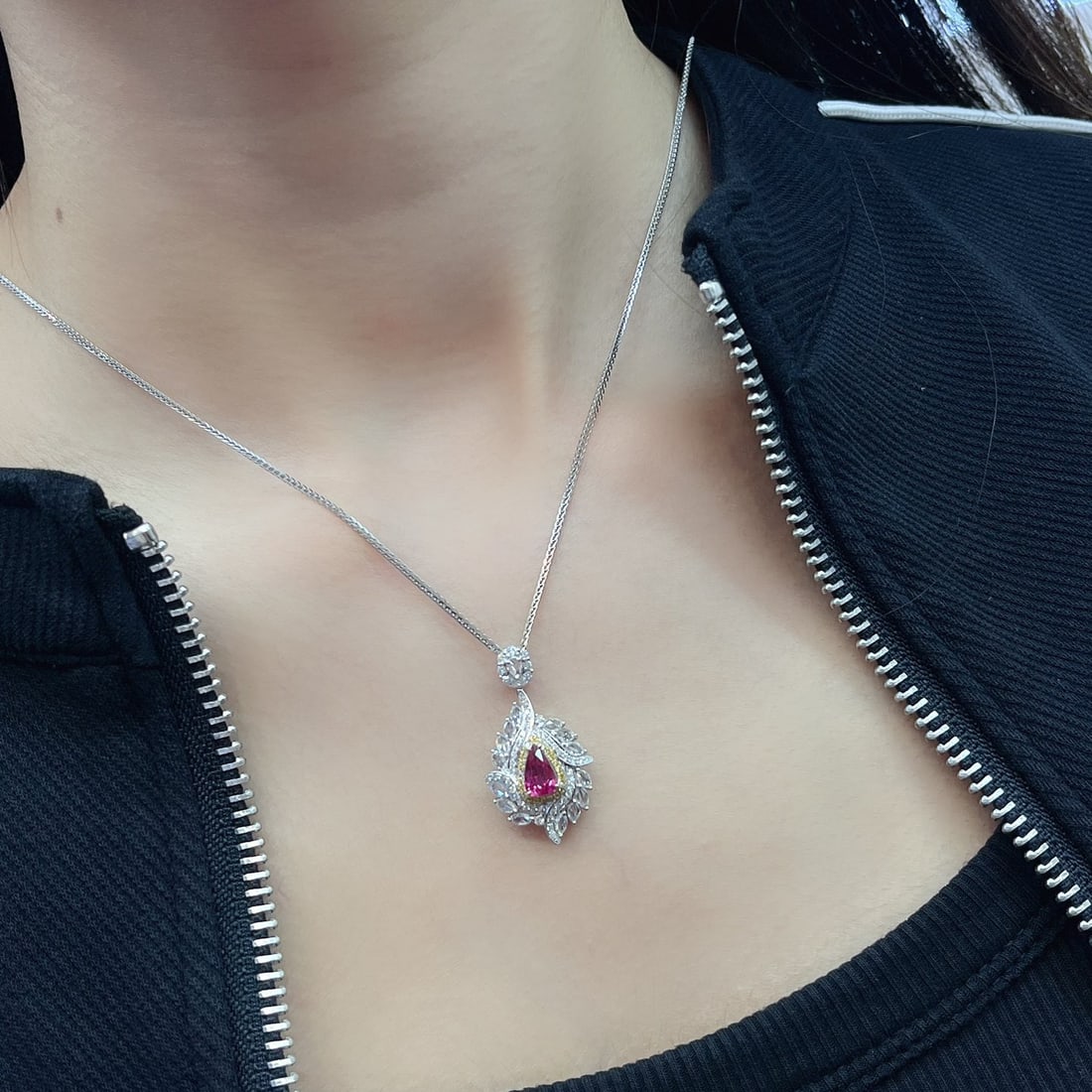 14k Gold 1.05 Ct Natural Ruby & Diamond Pendant( Without Chain ) - 7