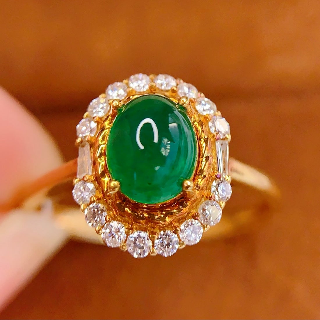 14k Gold 1 Ct Natural Emerald & Diamond Ring - 4