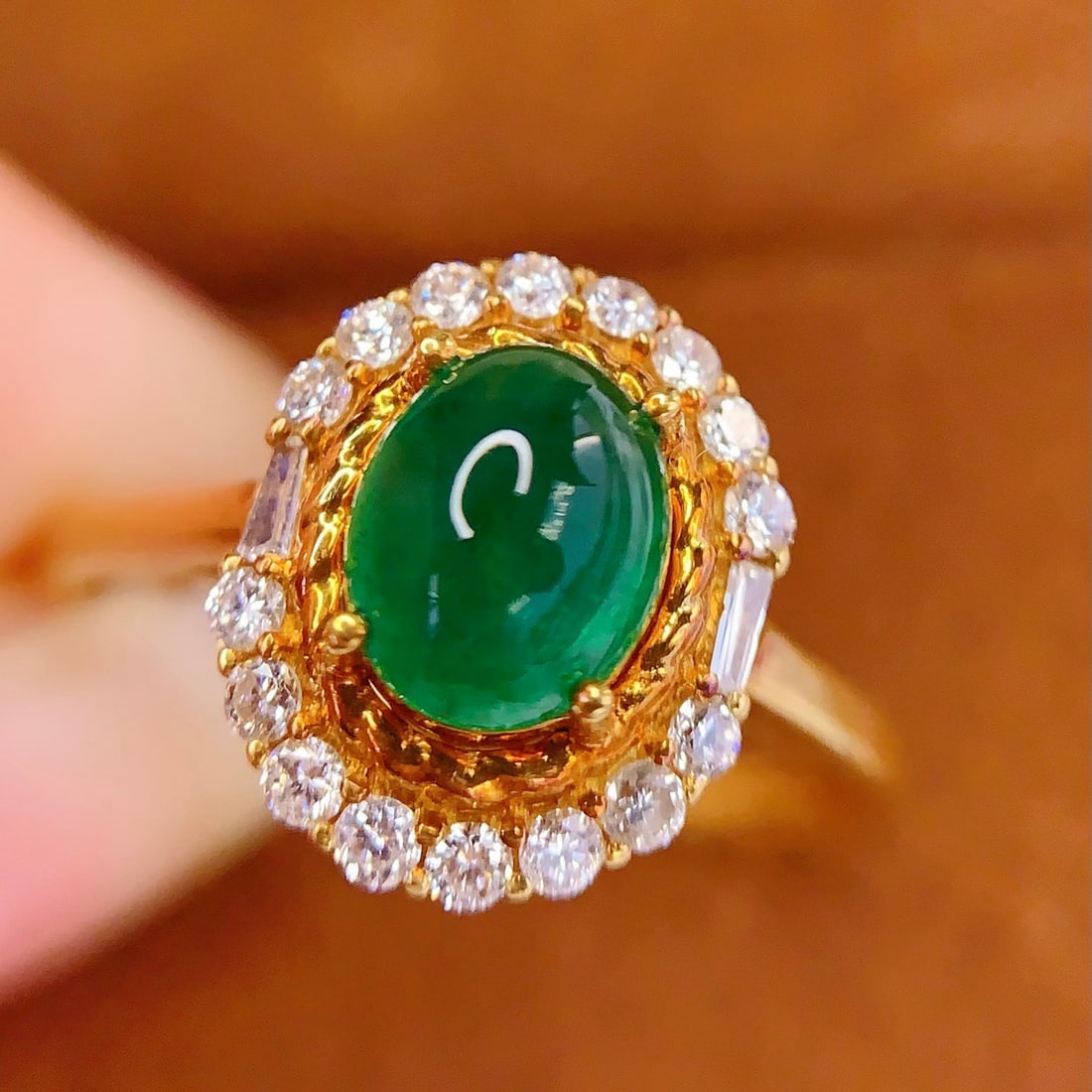 14k Gold 1 Ct Natural Emerald & Diamond Ring - 5