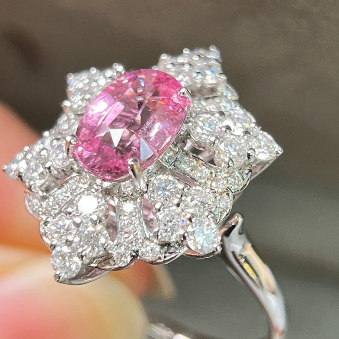 14k Gold 3.32 Ctw Natural Padparadscha Sapphire & Lab Grown Diamond Ring/pendant( Without Chain ) - 5