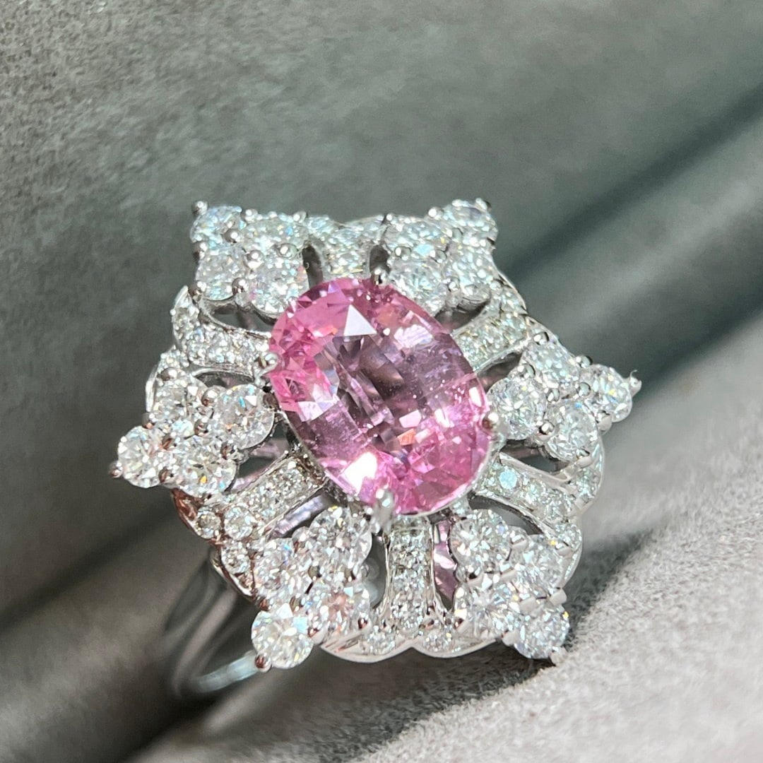 14k Gold 3.32 Ctw Natural Padparadscha Sapphire & Lab Grown Diamond Ring/pendant( Without Chain ) - 6