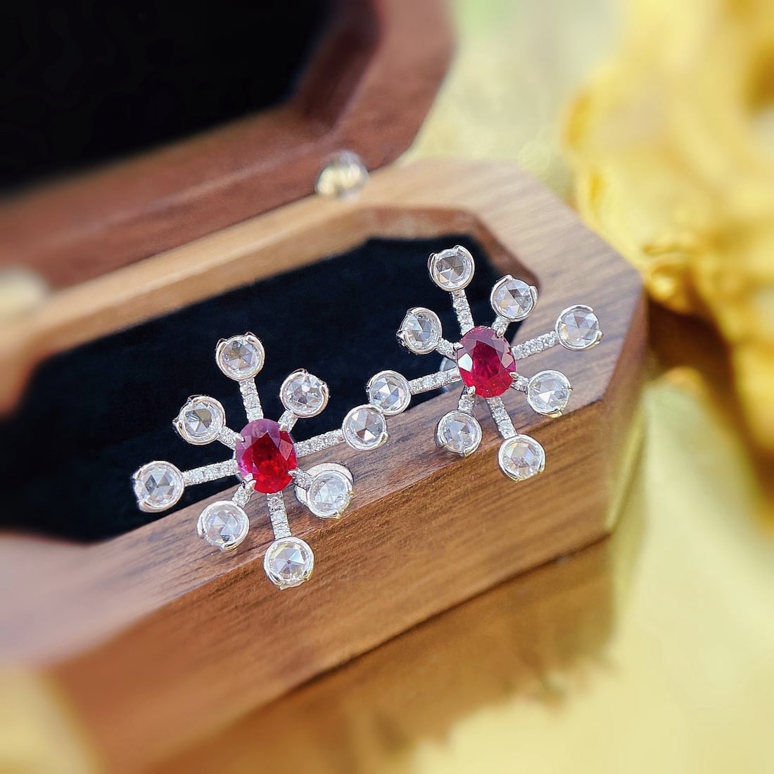 14k Gold 1.29 Ctw Natural Ruby & Diamond Earrings - 2
