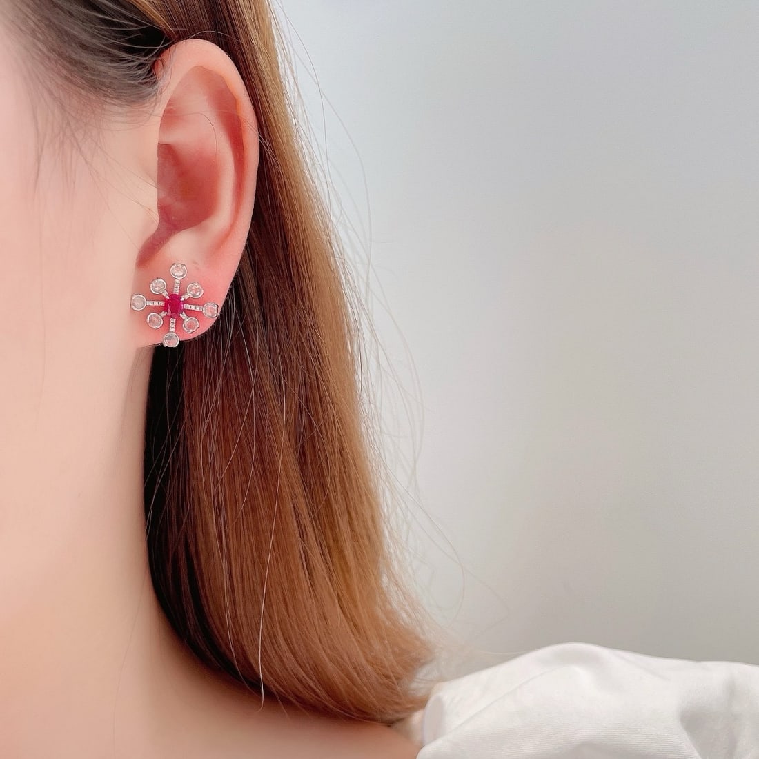 14k Gold 1.29 Ctw Natural Ruby & Diamond Earrings - 4