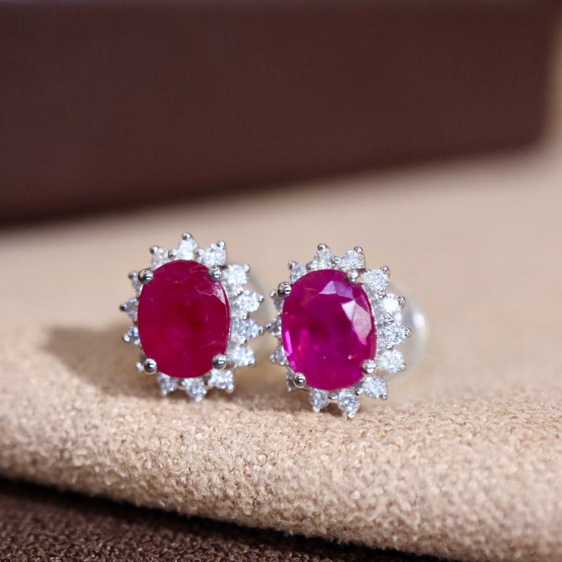 14k Gold 1.14 Ctw Natural Ruby & Diamond Earrings - 2