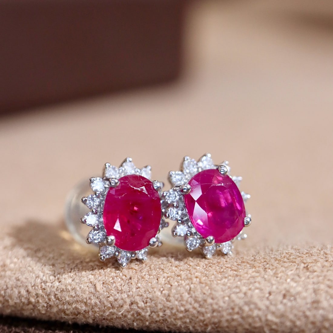 14k Gold 1.14 Ctw Natural Ruby & Diamond Earrings - 3