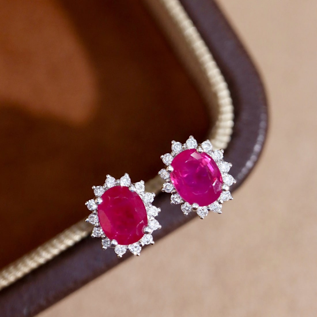 14k Gold 1.14 Ctw Natural Ruby & Diamond Earrings - 5