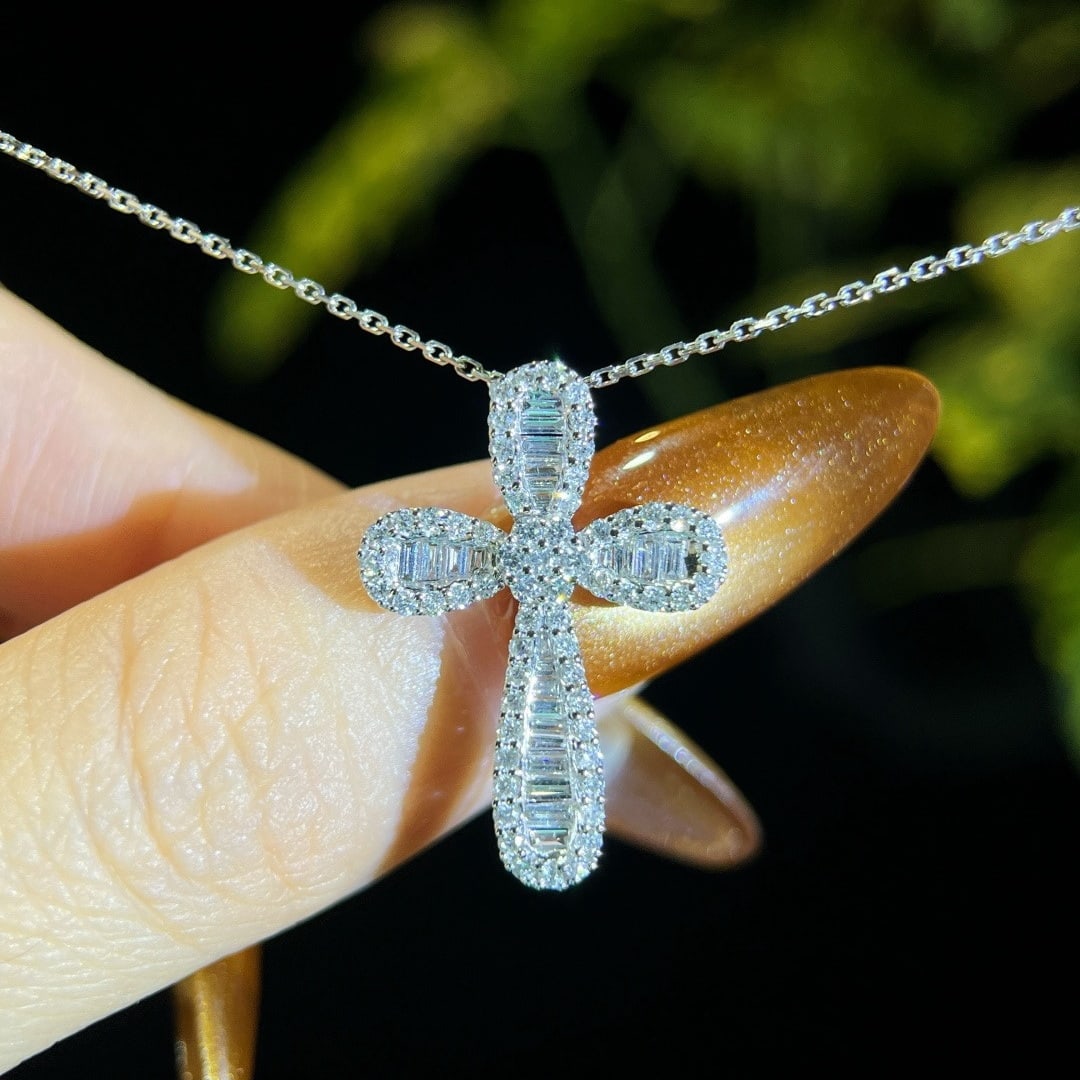 14k Gold 0.73 Ct Natural H Diamond Necklace - 2