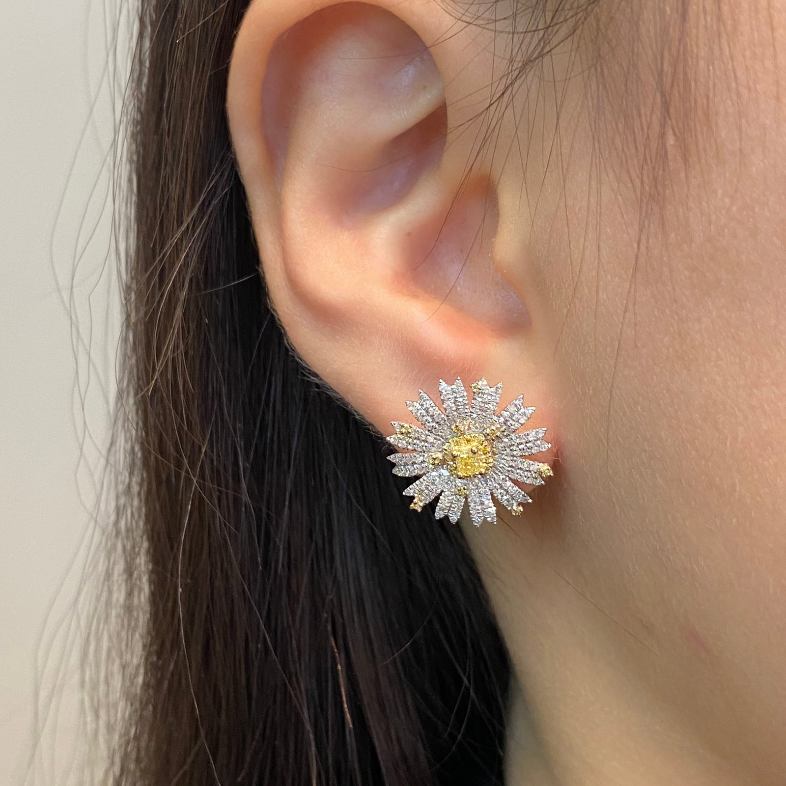 14k Gold 1.1 Ct Natural Color Diamond Earrings - 2