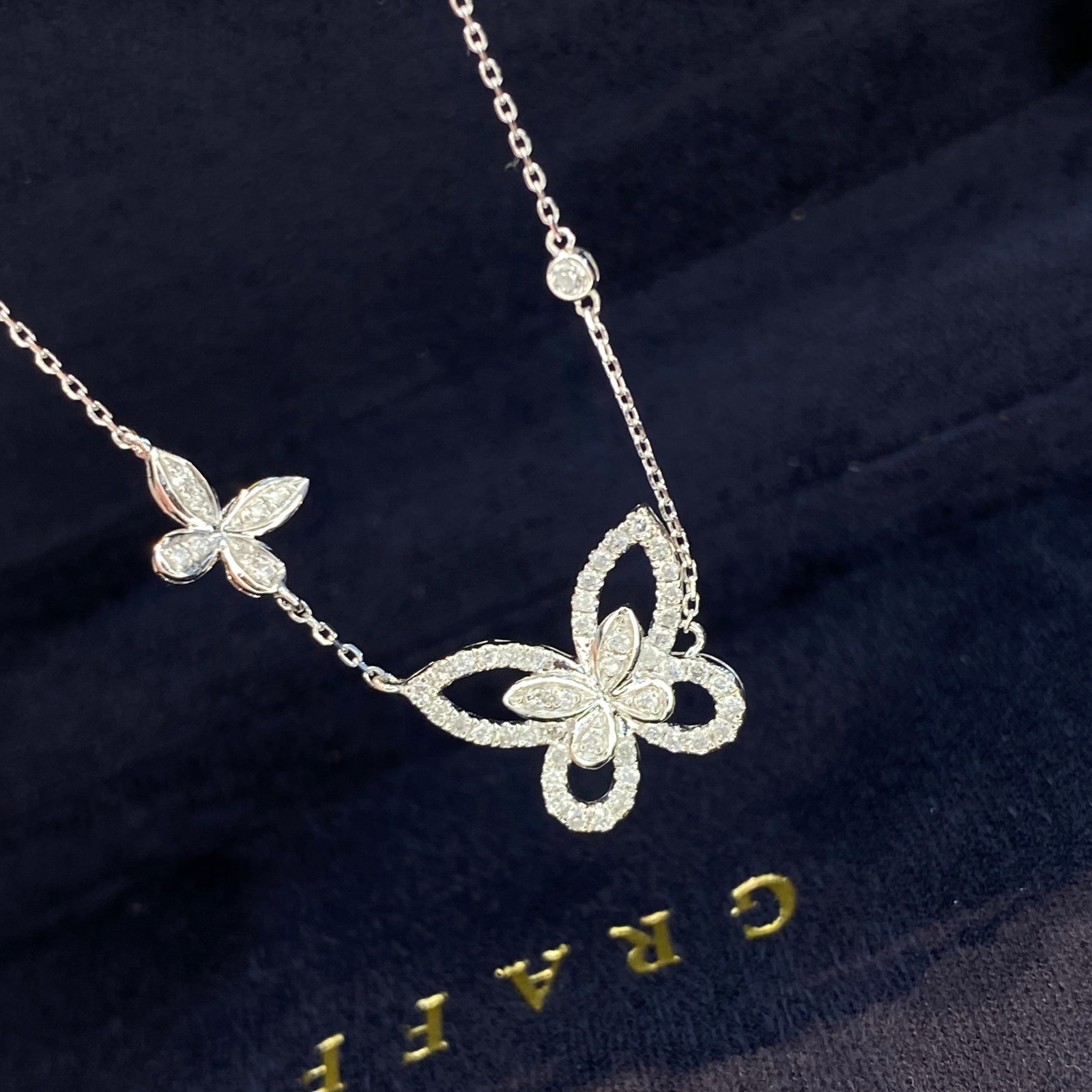 14k Gold 0.35 Ct Natural H Diamond & Butterfly Necklace - 4
