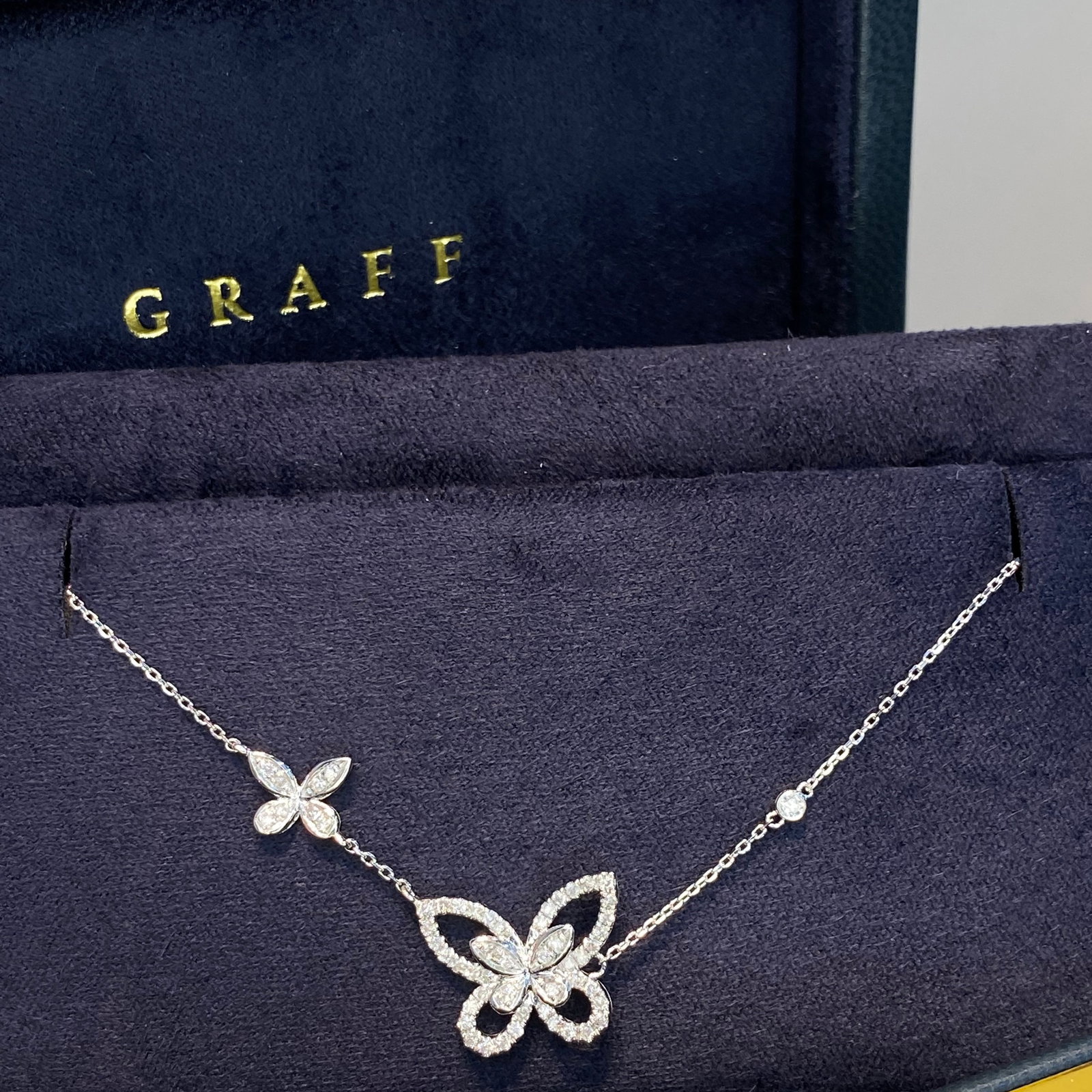14k Gold 0.35 Ct Natural H Diamond & Butterfly Necklace - 6