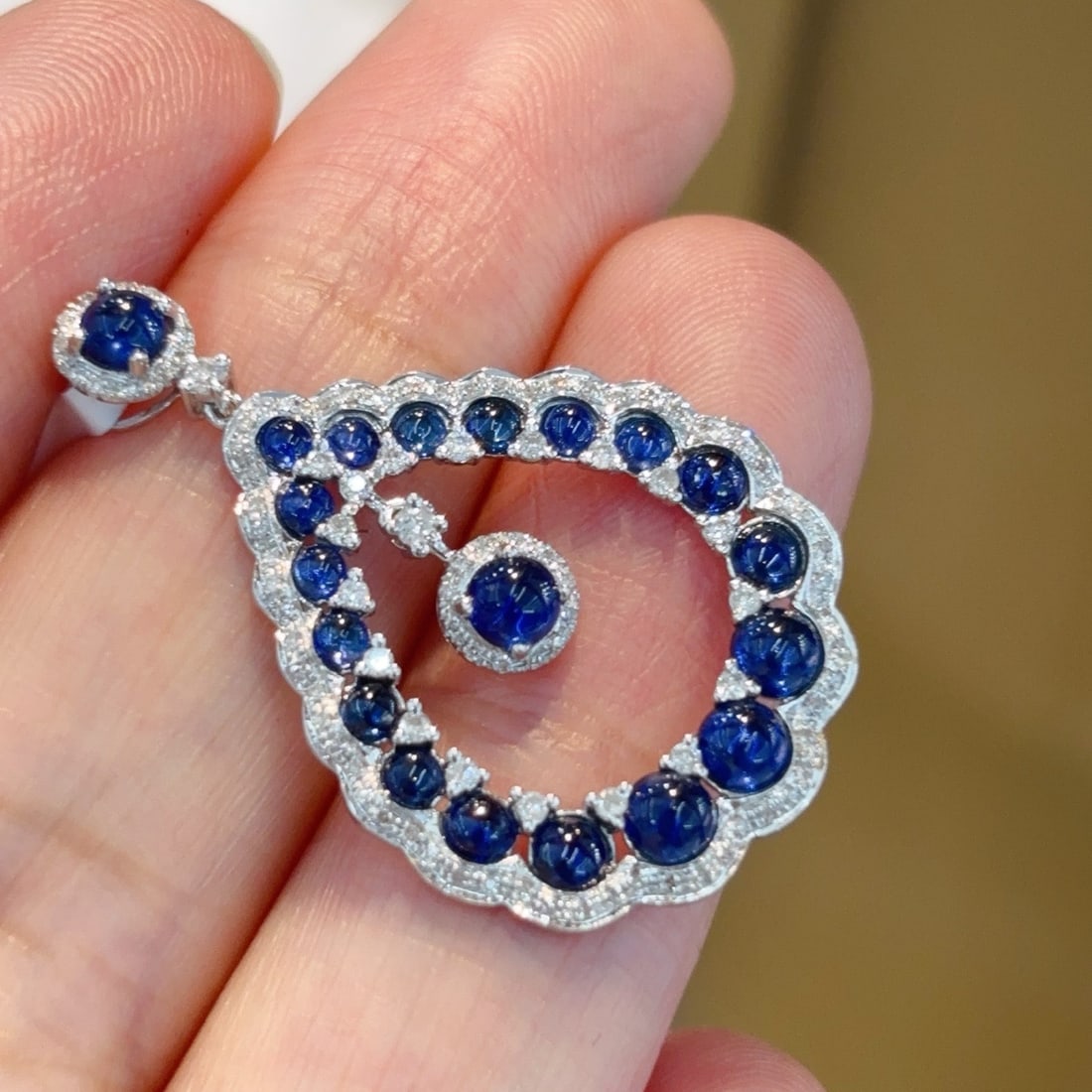14k Gold 1.5 Ct Natural Sapphire & Diamond Pendant( Without Chain ) - 6