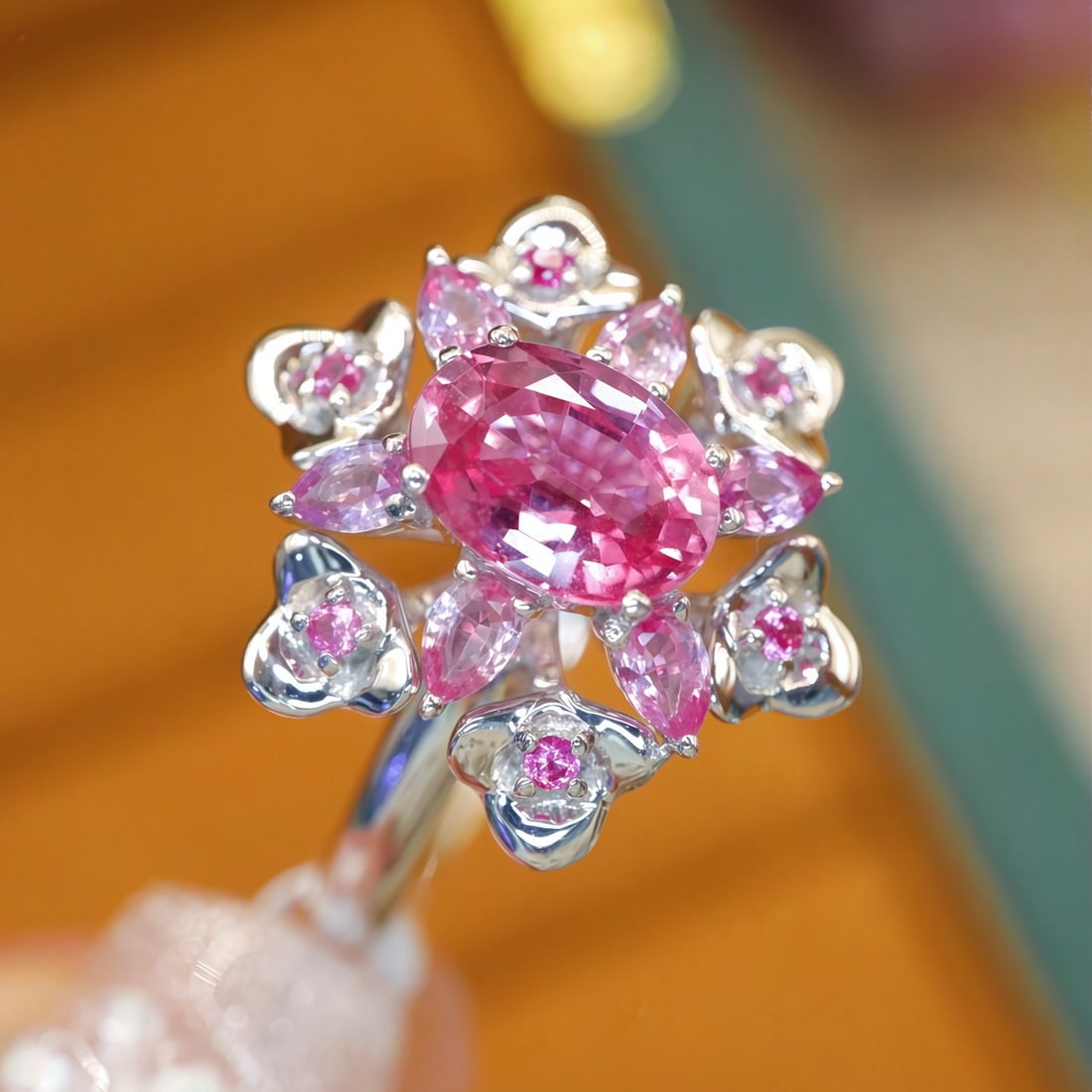 14k Gold 1.66 Ct Natural Padparadscha Sapphire Ring - 2