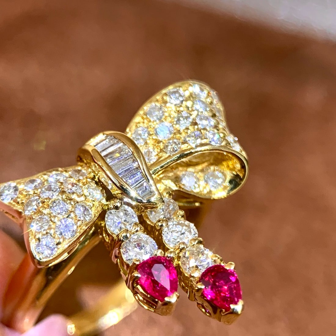 14k Gold 0.2 Ct Natural Ruby & Diamond Ring - 2