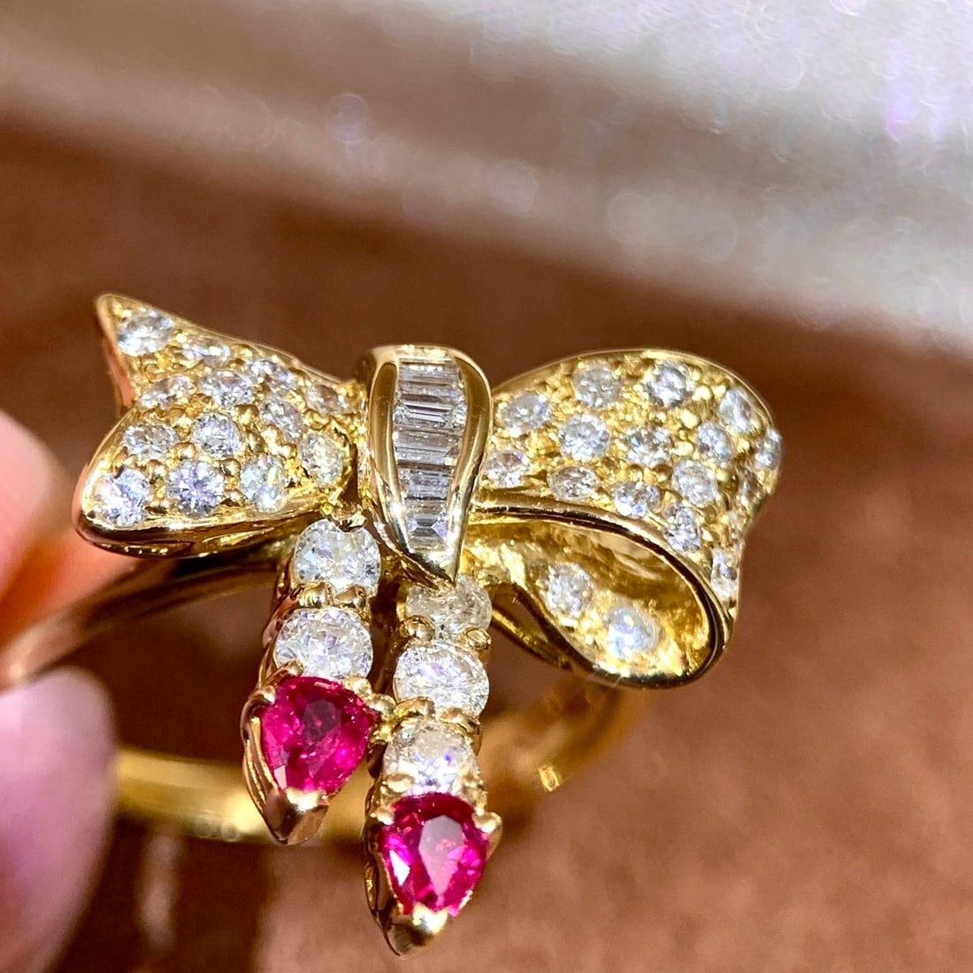 14k Gold 0.2 Ct Natural Ruby & Diamond Ring - 4