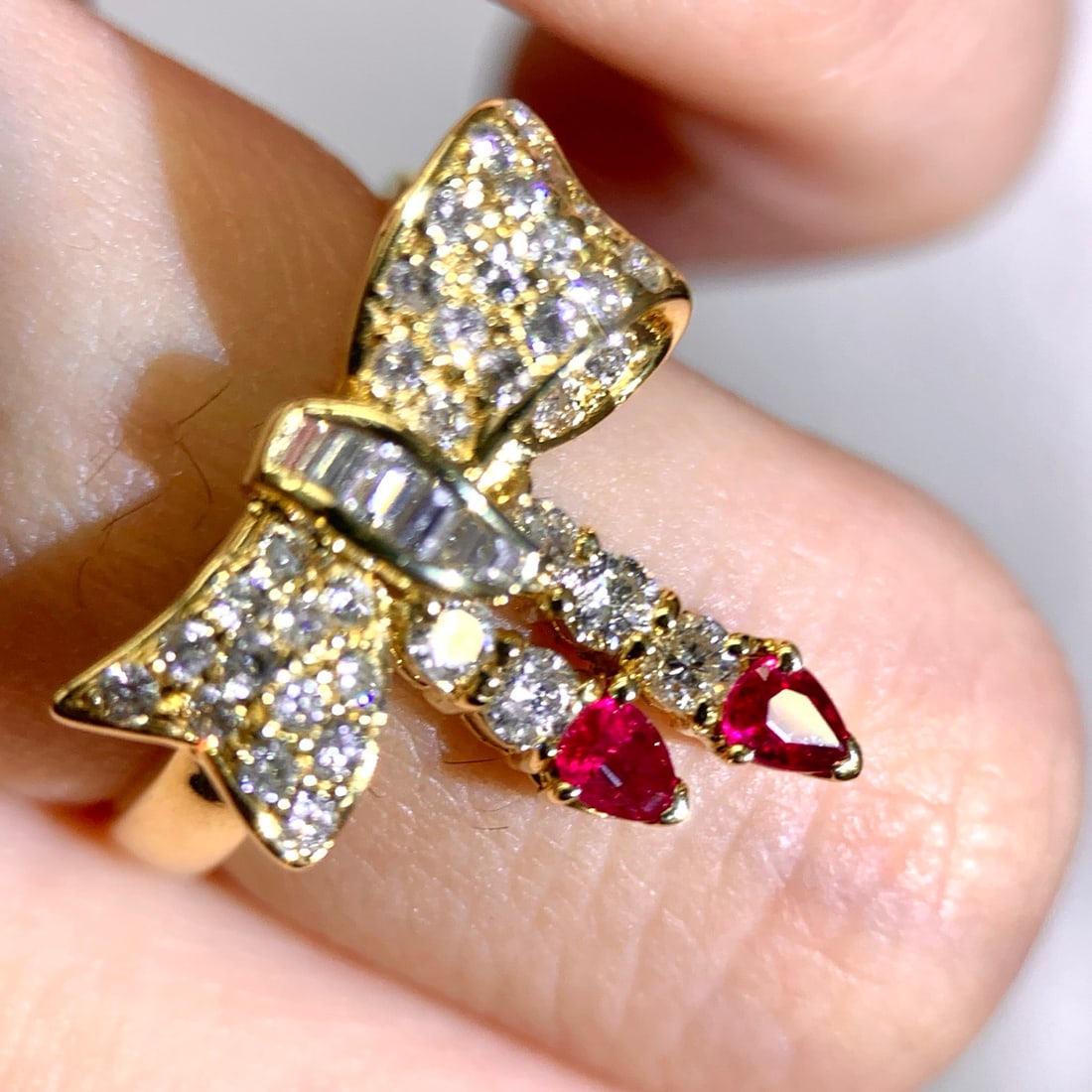 14k Gold 0.2 Ct Natural Ruby & Diamond Ring - 5