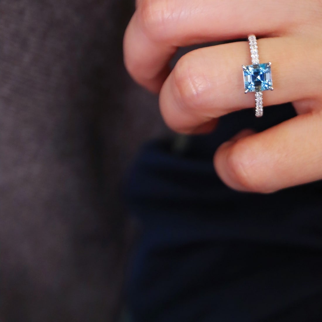 14k Gold 1.23 Ctw Natural Aquamarine & Diamond Ring - 2
