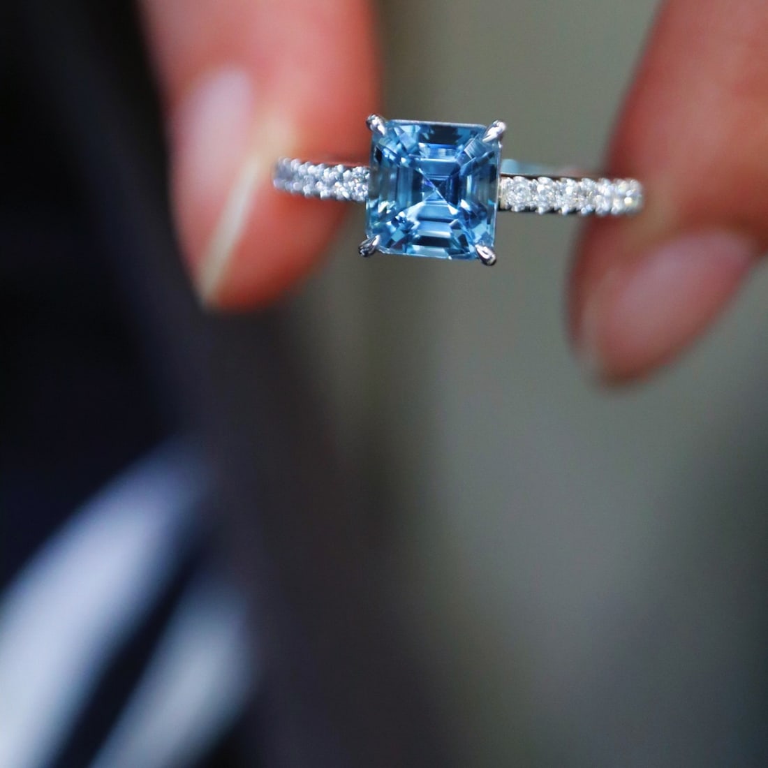 14k Gold 1.23 Ctw Natural Aquamarine & Diamond Ring - 3