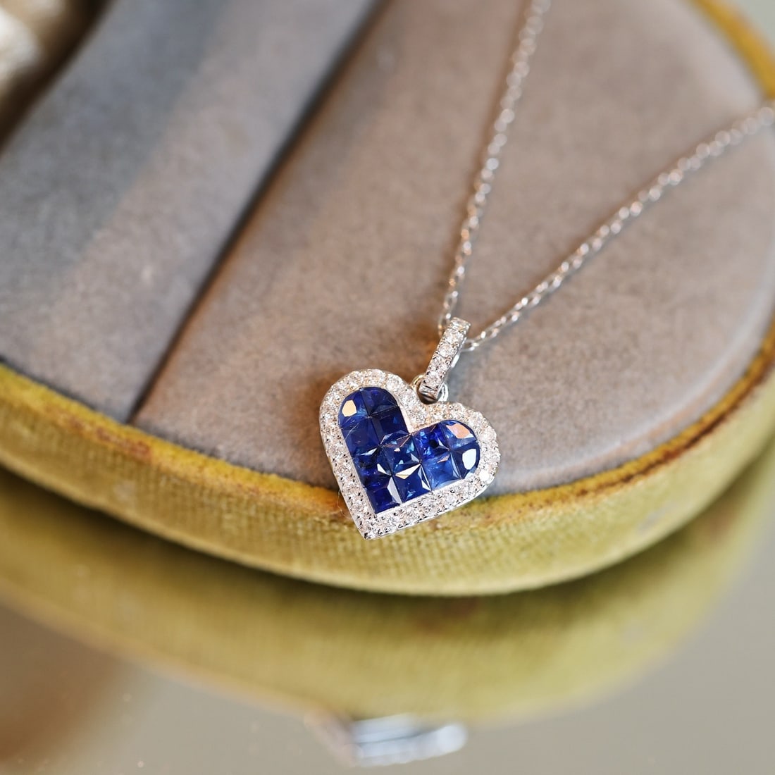 14k Gold 0.97 Ctw Natural Sapphire & Diamond Pendant( Without Chain ) - 2
